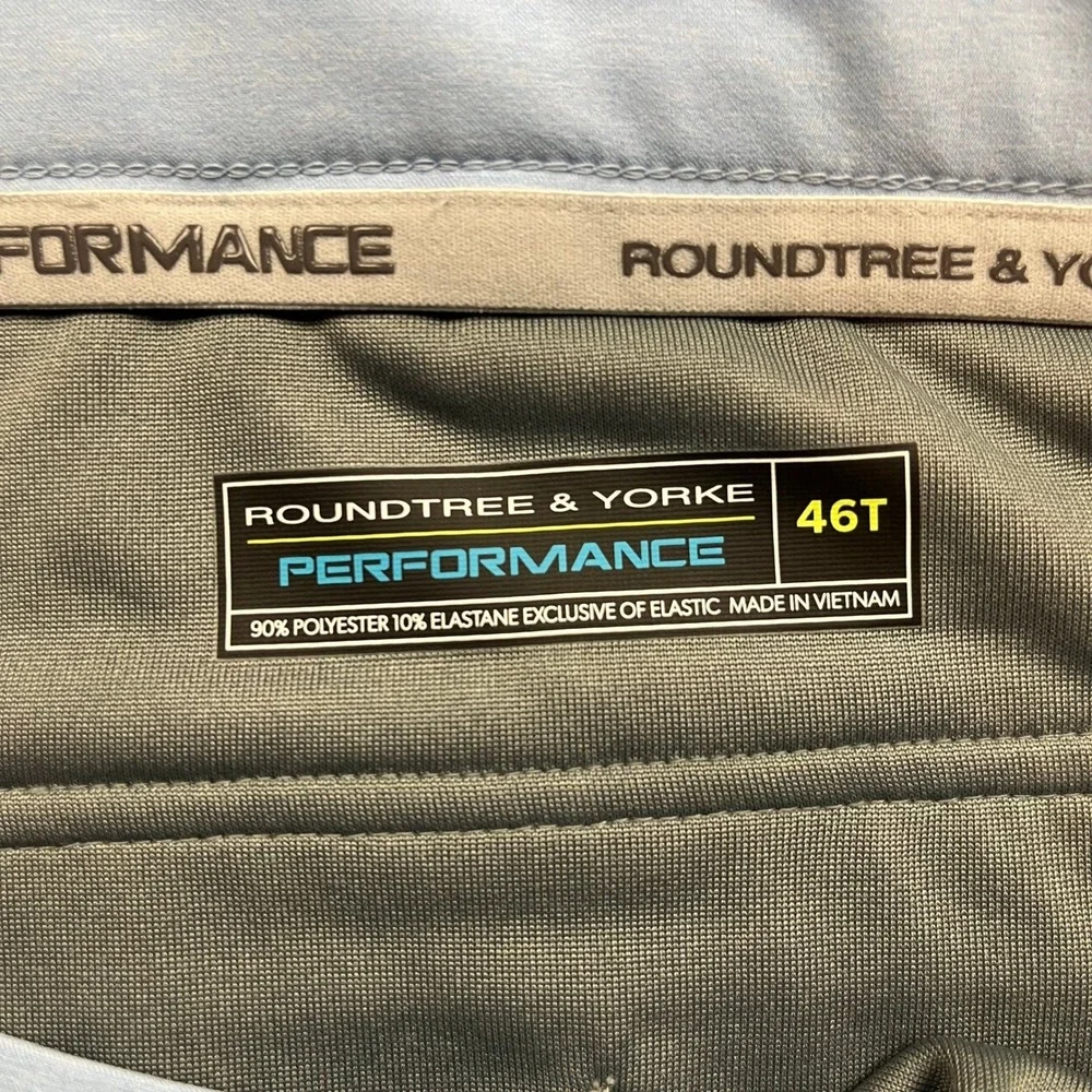 Roundtree Yorke Performance Shorts Mens 46 Flat Front Blue Classic Fit Casual